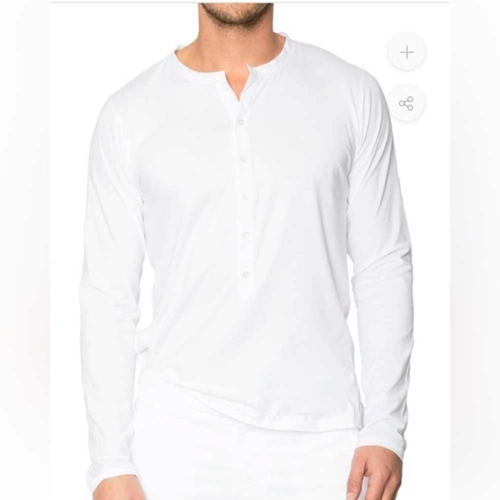 Classic White Long Sleeve Henley for Men